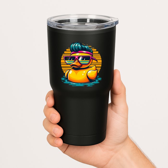 Cool Retro Yellow Duck In Sunglasses 70s 80s 90s Funny Duck Tumbler