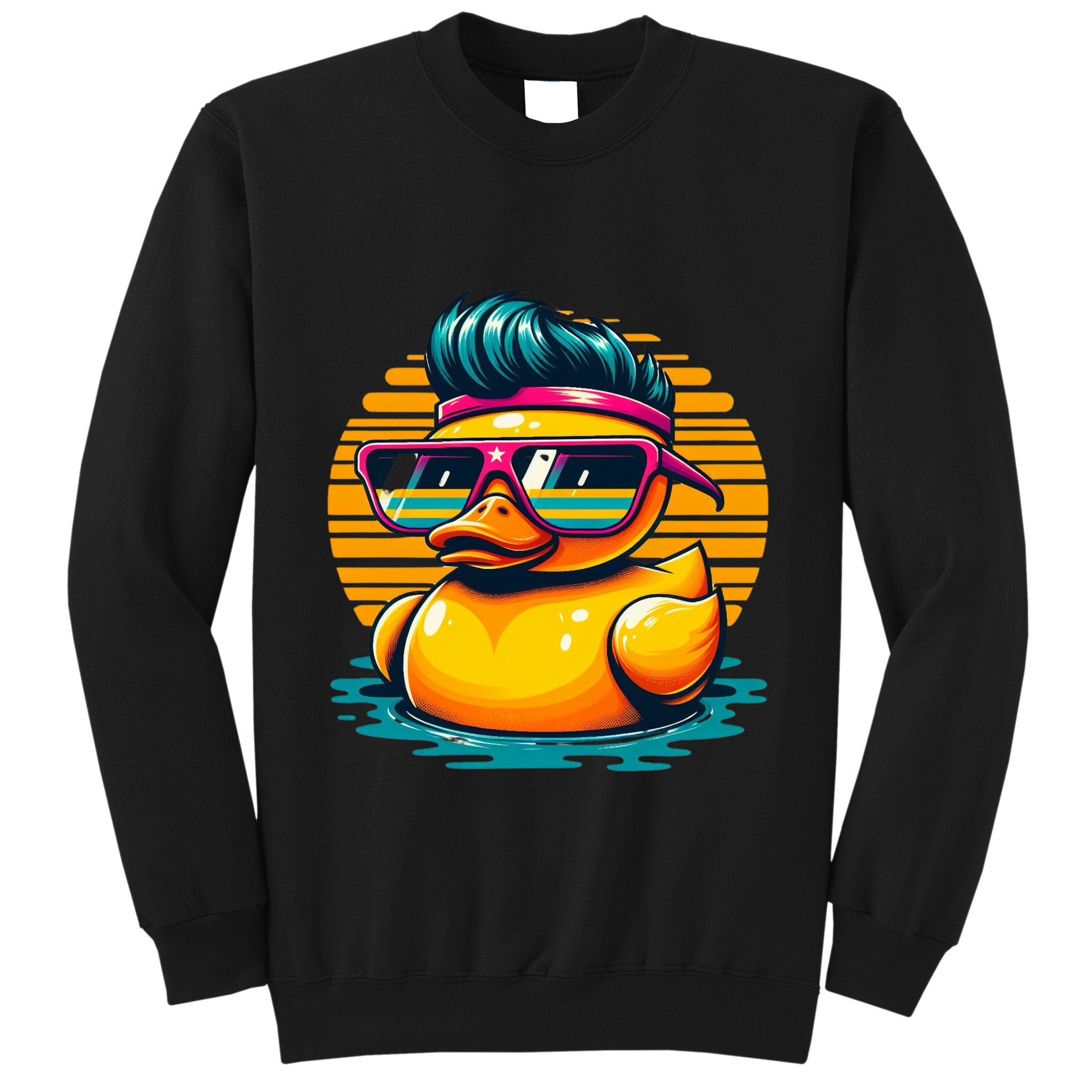 Cool Retro Yellow Duck In Sunglasses 70s 80s 90s Funny Duck Tall Sweatshirt
