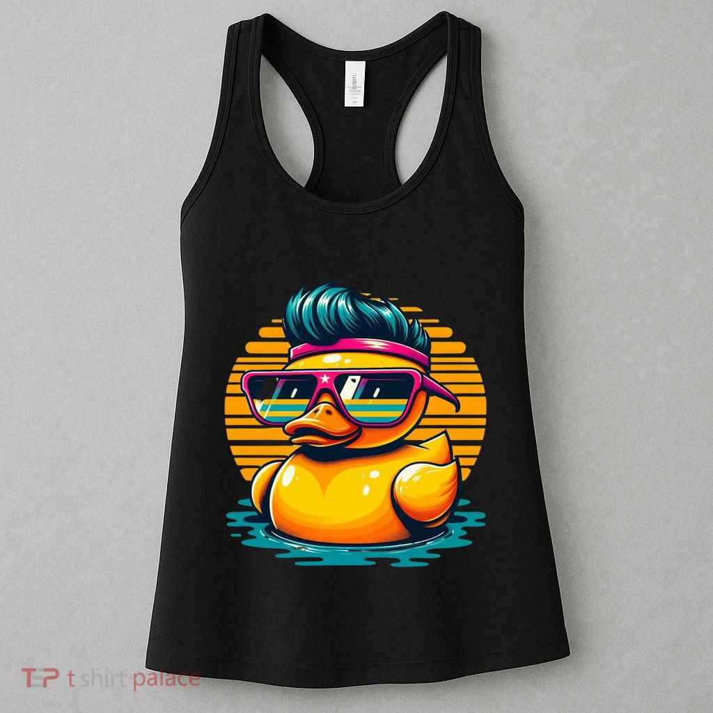Cool Retro Yellow Duck In Sunglasses 70s 80s 90s Funny Duck Womens Tank Top