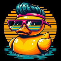 Cool Retro Yellow Duck In Sunglasses 70s 80s 90s Funny Duck Pom Pom 12in Knit Beanie