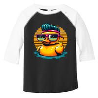 Cool Retro Yellow Duck In Sunglasses 70s 80s 90s Funny Duck Toddler Fine Jersey T-Shirt