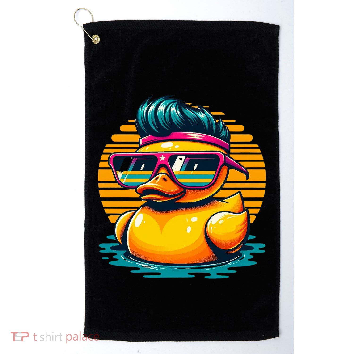 Cool Retro Yellow Duck In Sunglasses 70s 80s 90s Funny Duck Golf Towel