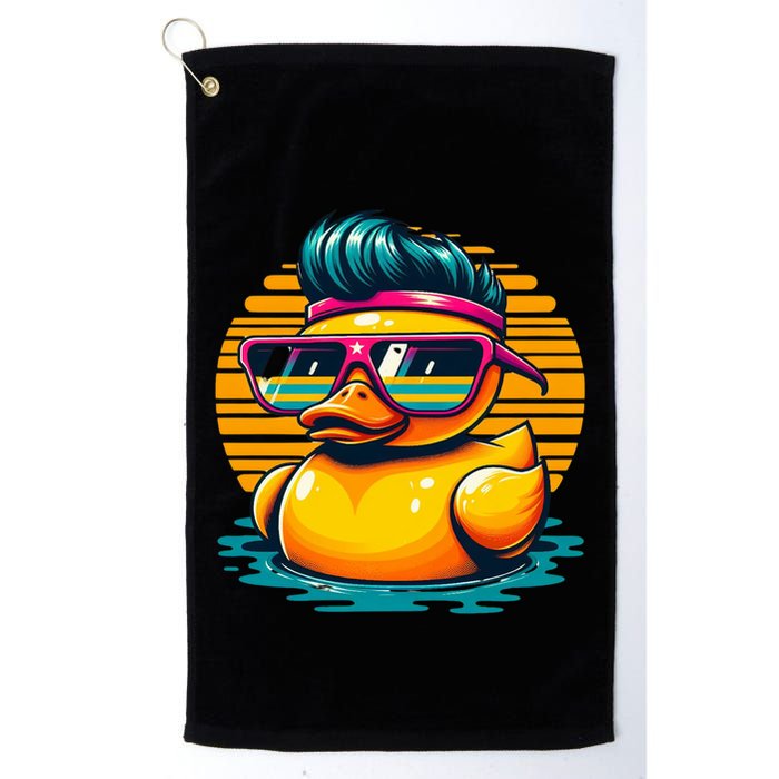 Cool Retro Yellow Duck In Sunglasses 70s 80s 90s Funny Duck Golf Towel