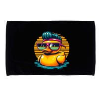 Cool Retro Yellow Duck In Sunglasses 70s 80s 90s Funny Duck Microfiber Hand Towel