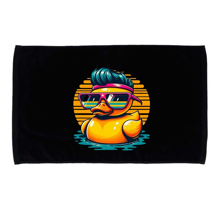 Cool Retro Yellow Duck In Sunglasses 70s 80s 90s Funny Duck Microfiber Hand Towel