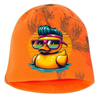 Cool Retro Yellow Duck In Sunglasses 70s 80s 90s Funny Duck Kati - Camo Knit Beanie