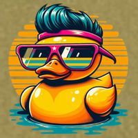 Cool Retro Yellow Duck In Sunglasses 70s 80s 90s Funny Duck Garment-Dyed Women's Muscle Tee