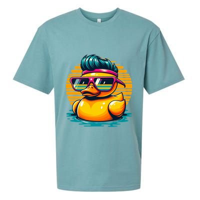 Cool Retro Yellow Duck In Sunglasses 70s 80s 90s Funny Duck Sueded Cloud Jersey T-Shirt