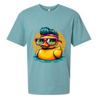 Cool Retro Yellow Duck In Sunglasses 70s 80s 90s Funny Duck Sueded Cloud Jersey T-Shirt