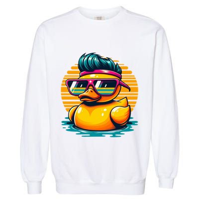 Cool Retro Yellow Duck In Sunglasses 70s 80s 90s Funny Duck Garment-Dyed Sweatshirt