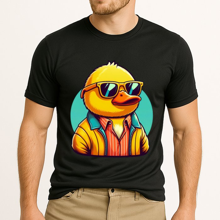 Cool Retro Yellow Duck In Sunglasses 70s 80s 90s Funny Duck Performance Shirt