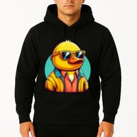 Cool Retro Yellow Duck In Sunglasses 70s 80s 90s Funny Duck Hoodie