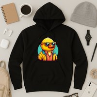 Cool Retro Yellow Duck In Sunglasses 70s 80s 90s Funny Duck Hoodie