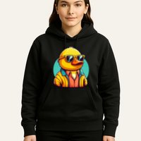 Cool Retro Yellow Duck In Sunglasses 70s 80s 90s Funny Duck Hoodie
