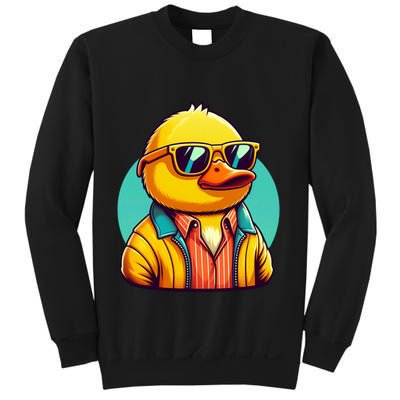 Cool Retro Yellow Duck In Sunglasses 70s 80s 90s Funny Duck Sweatshirt