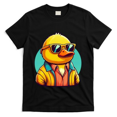 Cool Retro Yellow Duck In Sunglasses 70s 80s 90s Funny Duck T-Shirt