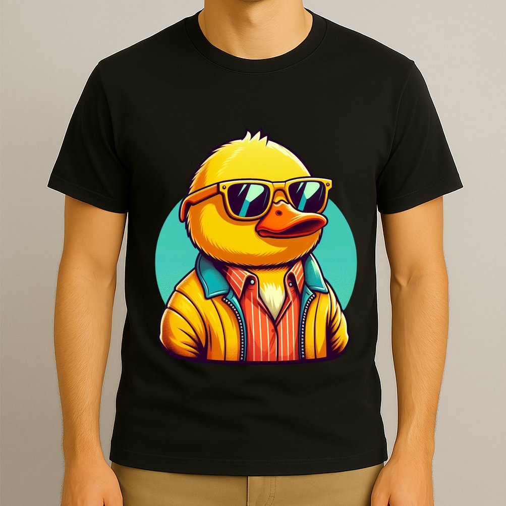 Cool Retro Yellow Duck In Sunglasses 70s 80s 90s Funny Duck T-Shirt