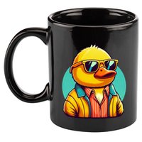 Cool Retro Yellow Duck In Sunglasses 70s 80s 90s Funny Duck 11oz C Handle Ceramic Mug