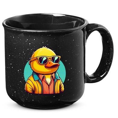 Cool Retro Yellow Duck In Sunglasses 70s 80s 90s Funny Duck 15oz Campfire Ceramic Mug