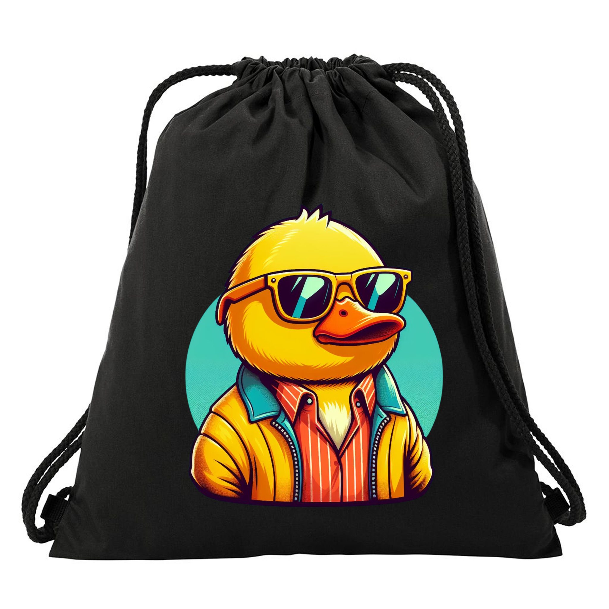 Cool Retro Yellow Duck In Sunglasses 70s 80s 90s Funny Duck Drawstring Bag