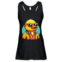 Cool Retro Yellow Duck In Sunglasses 70s 80s 90s Funny Duck Ladies Essential Flowy Tank
