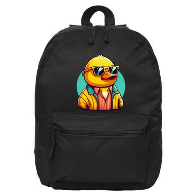 Cool Retro Yellow Duck In Sunglasses 70s 80s 90s Funny Duck 16 in Basic Backpack