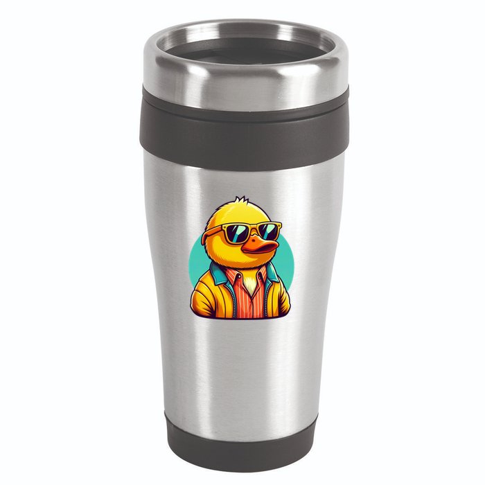 Cool Retro Yellow Duck In Sunglasses 70s 80s 90s Funny Duck 16oz Travel Tumbler