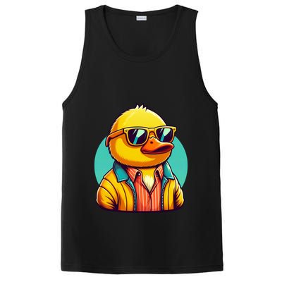 Cool Retro Yellow Duck In Sunglasses 70s 80s 90s Funny Duck PosiCharge Competitor Tank