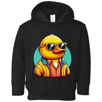 Cool Retro Yellow Duck In Sunglasses 70s 80s 90s Funny Duck Toddler Hoodie