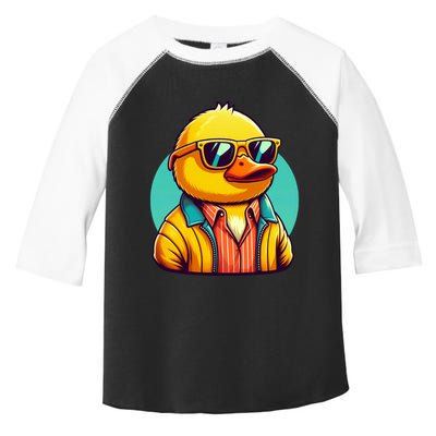 Cool Retro Yellow Duck In Sunglasses 70s 80s 90s Funny Duck Toddler Fine Jersey T-Shirt