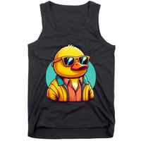 Cool Retro Yellow Duck In Sunglasses 70s 80s 90s Funny Duck Tank Top