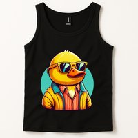 Cool Retro Yellow Duck In Sunglasses 70s 80s 90s Funny Duck Tank Top