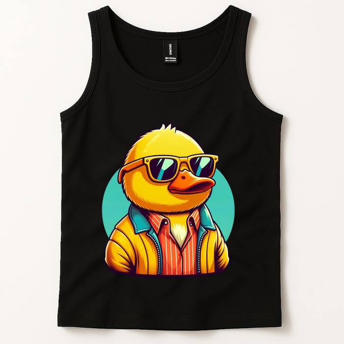 Cool Retro Yellow Duck In Sunglasses 70s 80s 90s Funny Duck Tank Top