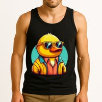 Cool Retro Yellow Duck In Sunglasses 70s 80s 90s Funny Duck Tank Top