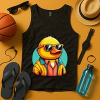 Cool Retro Yellow Duck In Sunglasses 70s 80s 90s Funny Duck Tank Top