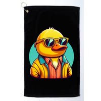 Cool Retro Yellow Duck In Sunglasses 70s 80s 90s Funny Duck Golf Towel