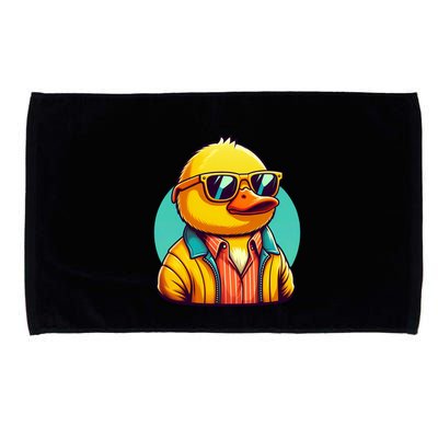 Cool Retro Yellow Duck In Sunglasses 70s 80s 90s Funny Duck Microfiber Hand Towel