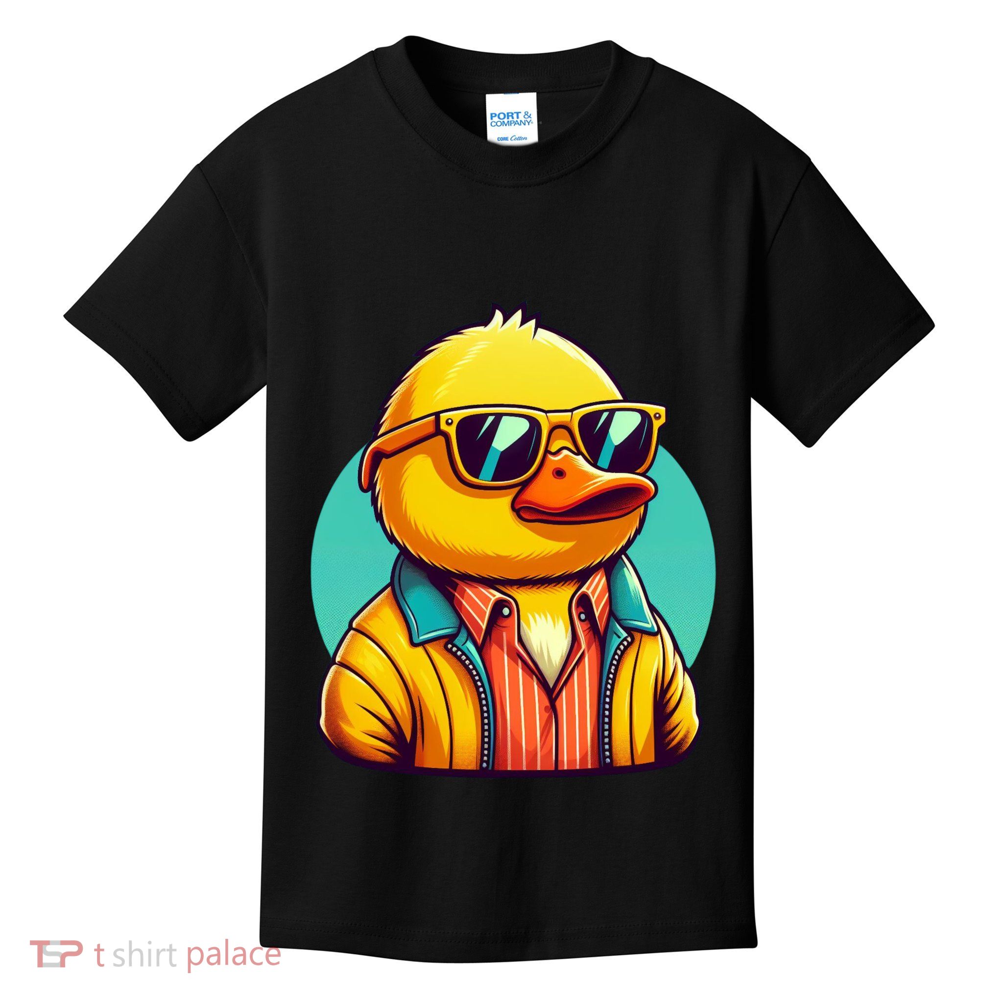 Cool Retro Yellow Duck In Sunglasses 70s 80s 90s Funny Duck Kids T-Shirt