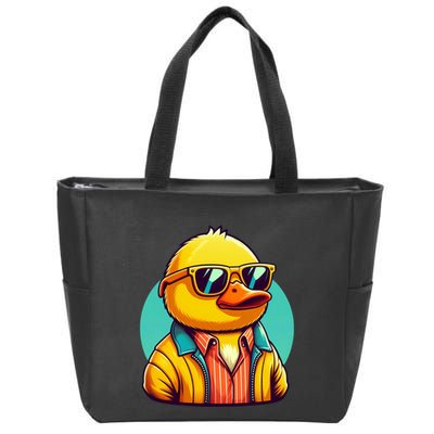 Cool Retro Yellow Duck In Sunglasses 70s 80s 90s Funny Duck Zip Tote Bag