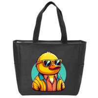 Cool Retro Yellow Duck In Sunglasses 70s 80s 90s Funny Duck Zip Tote Bag