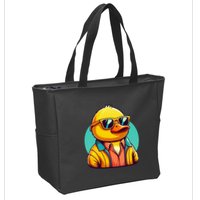 Cool Retro Yellow Duck In Sunglasses 70s 80s 90s Funny Duck Zip Tote Bag