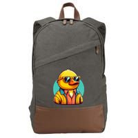 Cool Retro Yellow Duck In Sunglasses 70s 80s 90s Funny Duck Cotton Canvas Backpack