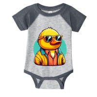 Cool Retro Yellow Duck In Sunglasses 70s 80s 90s Funny Duck Infant Baby Jersey Bodysuit