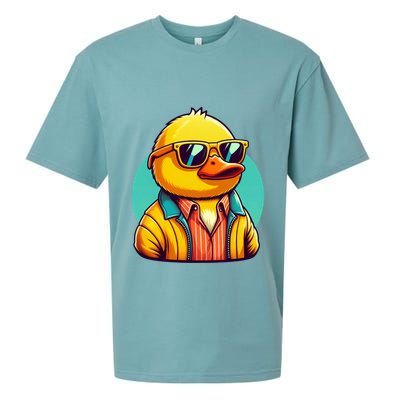 Cool Retro Yellow Duck In Sunglasses 70s 80s 90s Funny Duck Sueded Cloud Jersey T-Shirt