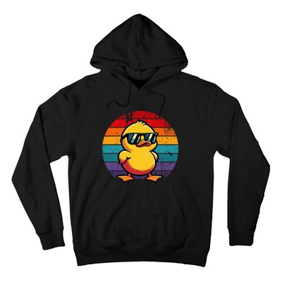 Cool Retro Yellow Duck In Sunglasses 70s 80s 90s Hoodie