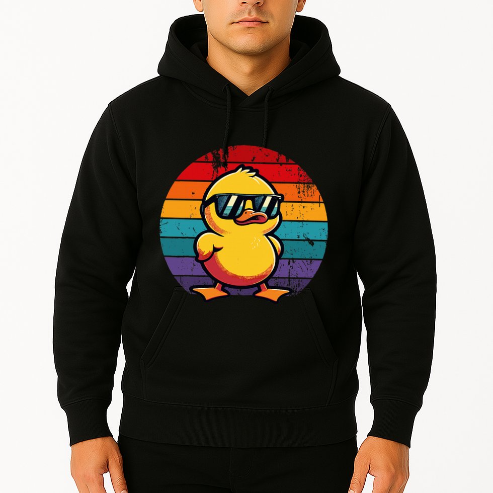 Cool Retro Yellow Duck In Sunglasses 70s 80s 90s Hoodie