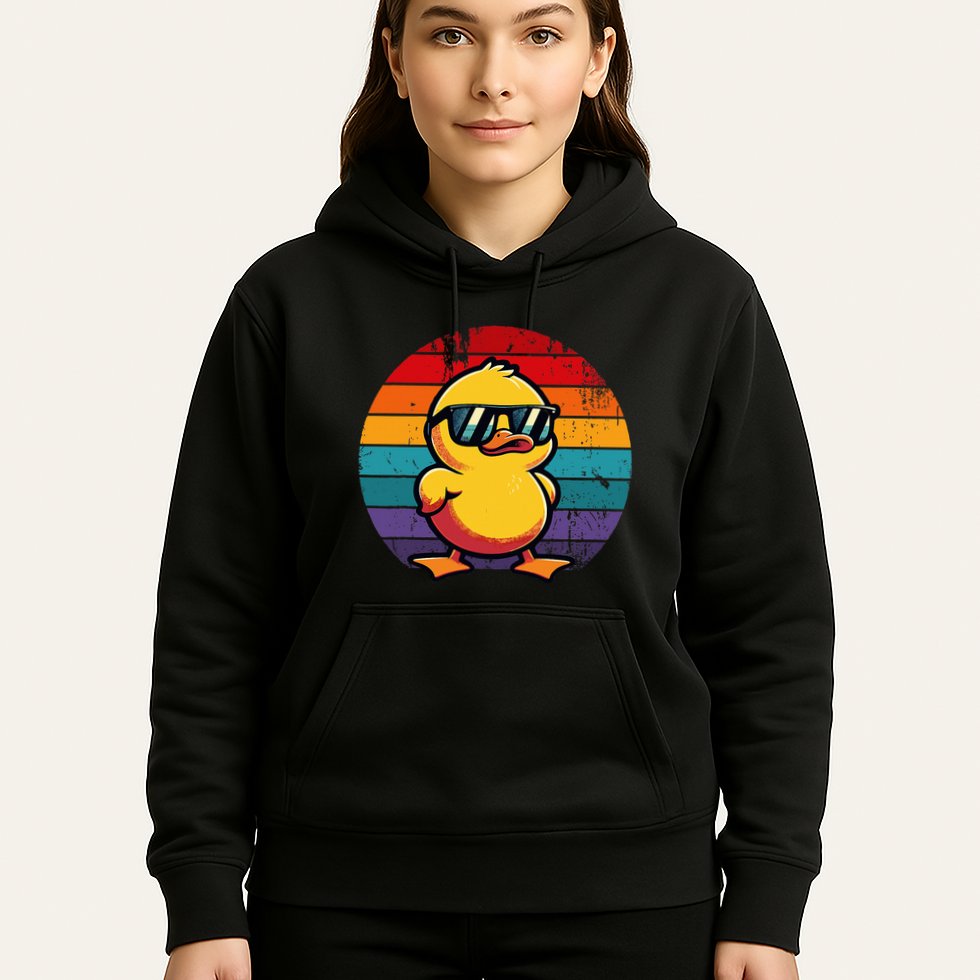 Cool Retro Yellow Duck In Sunglasses 70s 80s 90s Hoodie