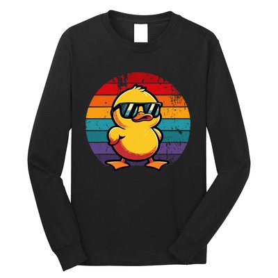 Cool Retro Yellow Duck In Sunglasses 70s 80s 90s Long Sleeve Shirt