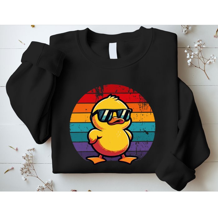Cool Retro Yellow Duck In Sunglasses 70s 80s 90s Sweatshirt
