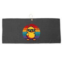 Cool Retro Yellow Duck In Sunglasses 70s 80s 90s Large Microfiber Waffle Golf Towel